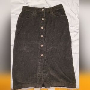 Gap Corduroy Button-Front Black Pencil Skirt